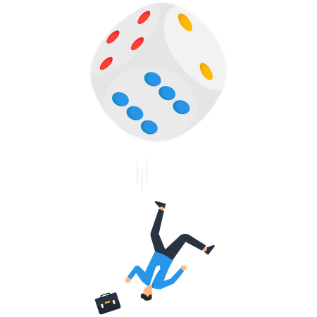 Inversor empresario cayendo de dados de juego  Ilustración