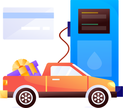 Man refueling car through debit card  Illustration