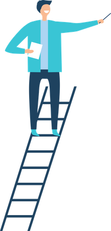 Man standing on ladder  Illustration