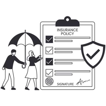 Man taking family insurance service  Illustration