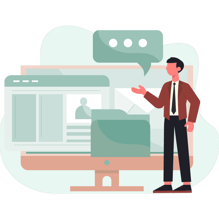 Man talking about folder data  Illustration