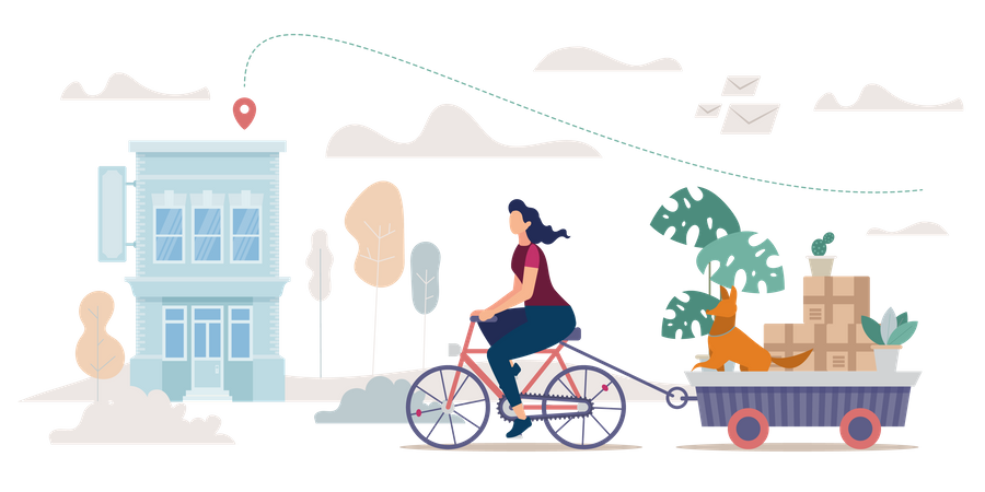 Mudança para novo apartamento, conceito de remoção de casa  Ilustração