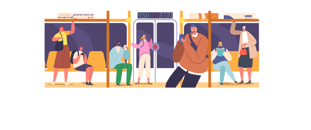 Passengers in Subway  Illustration