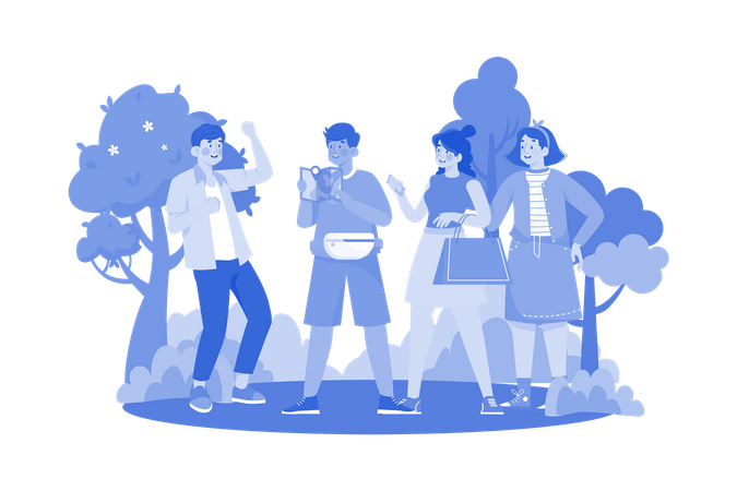 People join sightseeing tour for experiences  イラスト