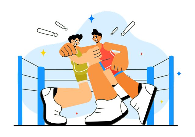 Personas que practican deportes de lucha libre  Ilustración