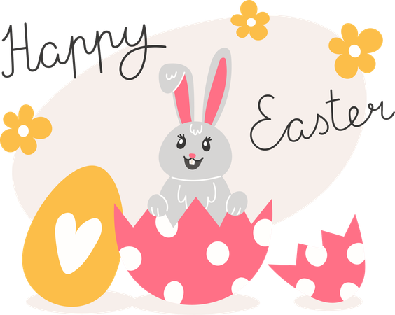 Rabbit Come Out From Painted Eggs  일러스트레이션