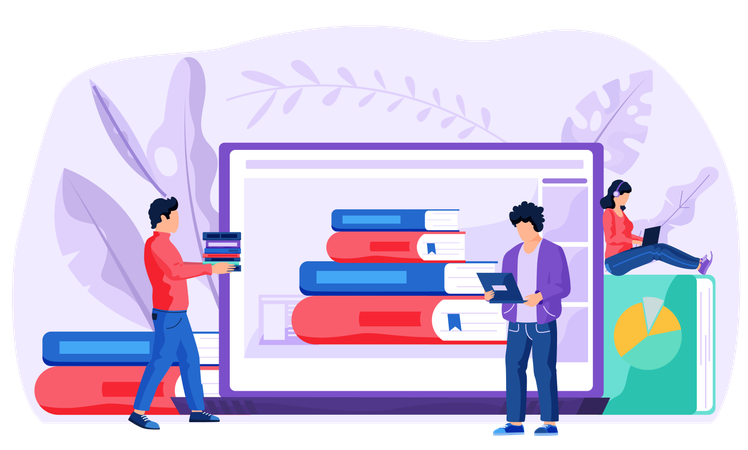 Student using online library  Illustration