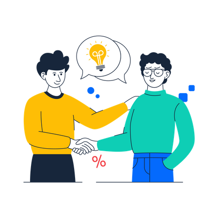 Two men doing Business Partnership Illustration