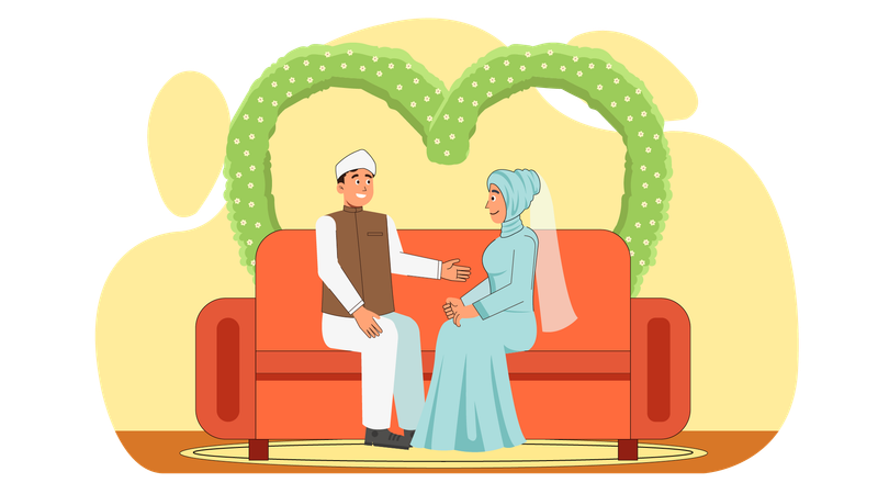 Un couple islamique se marie  Illustration