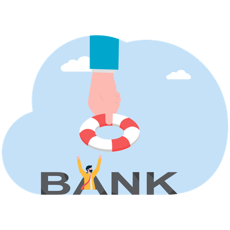 Un homme d'affaires demande de l'aide pour régler ses dettes bancaires  Illustration