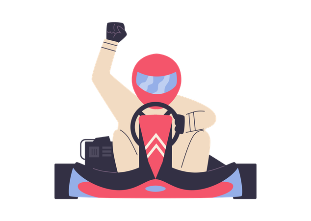 Winner of karting competition in sports car  Illustration