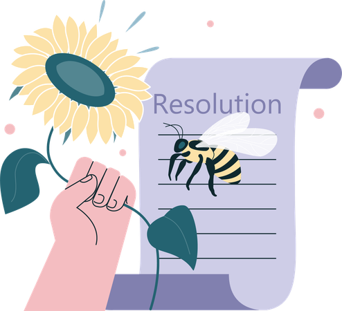 Woman follows new resolutions  Illustration