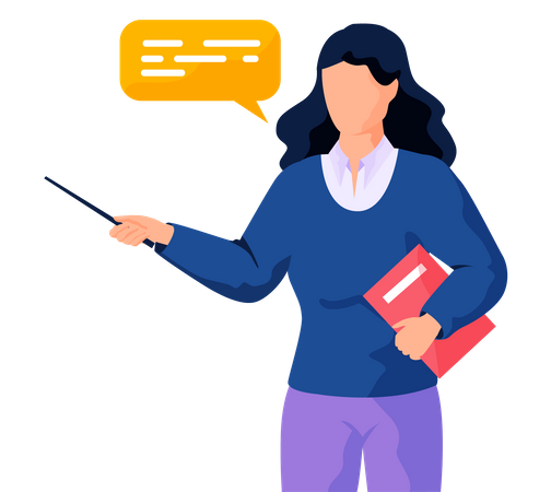 Woman with textbook and pointer  イラスト