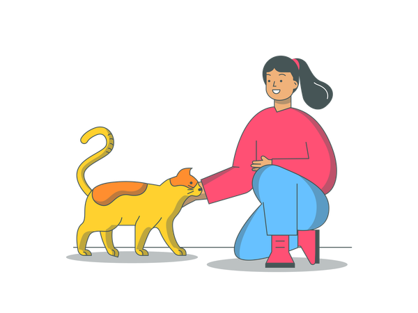 Woman working on pet care at home Illustration
