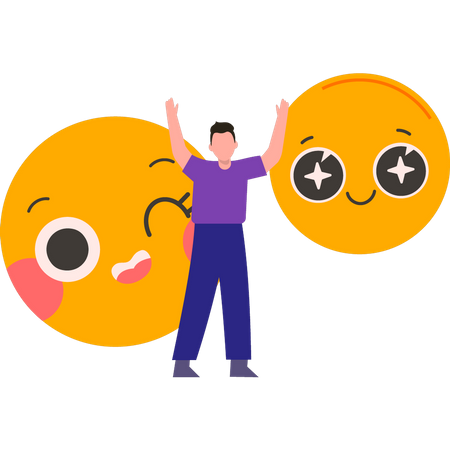 Young man raising his hands up  Illustration