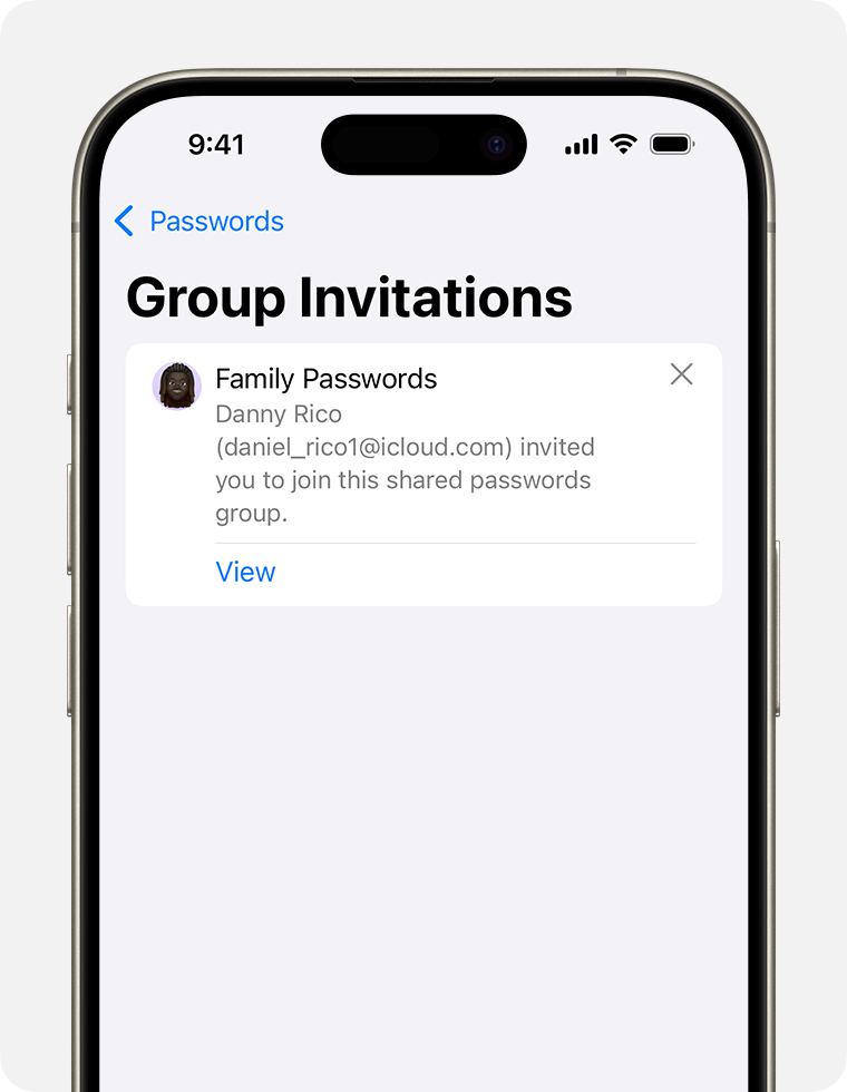 View a Shared Group invitation and choose to accept or decline it.