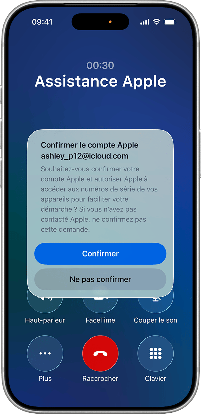 Touchez la notification pour confirmer votre compte Apple.