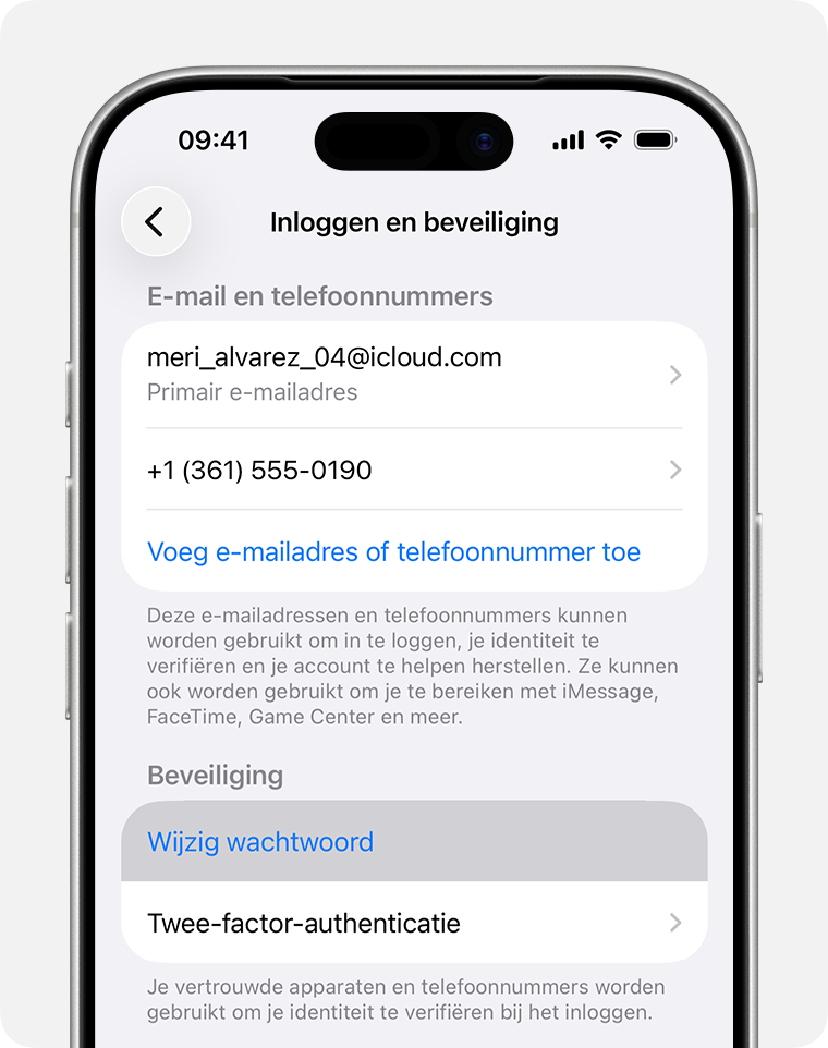 iPhone met de knop ‘Wijzig wachtwoord’ in Instellingen
