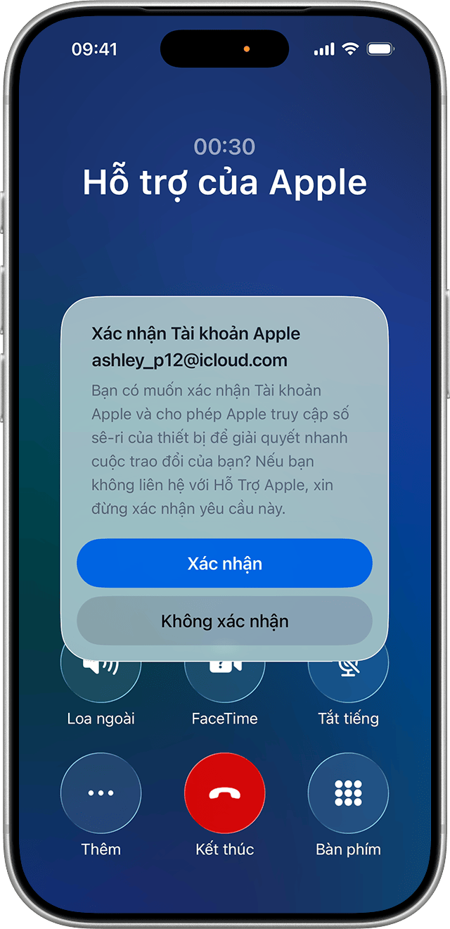 Chạm vào thông báo để xác nhận Tài khoản Apple của bạn.