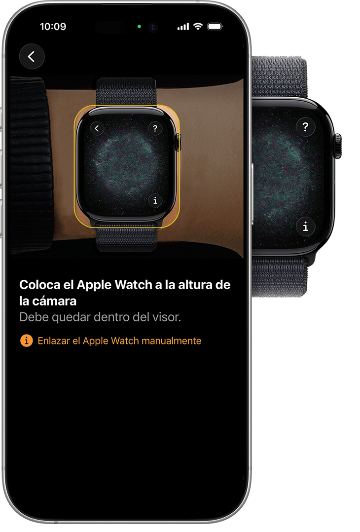 iPhone alineado con el Apple Watch durante el emparejamiento