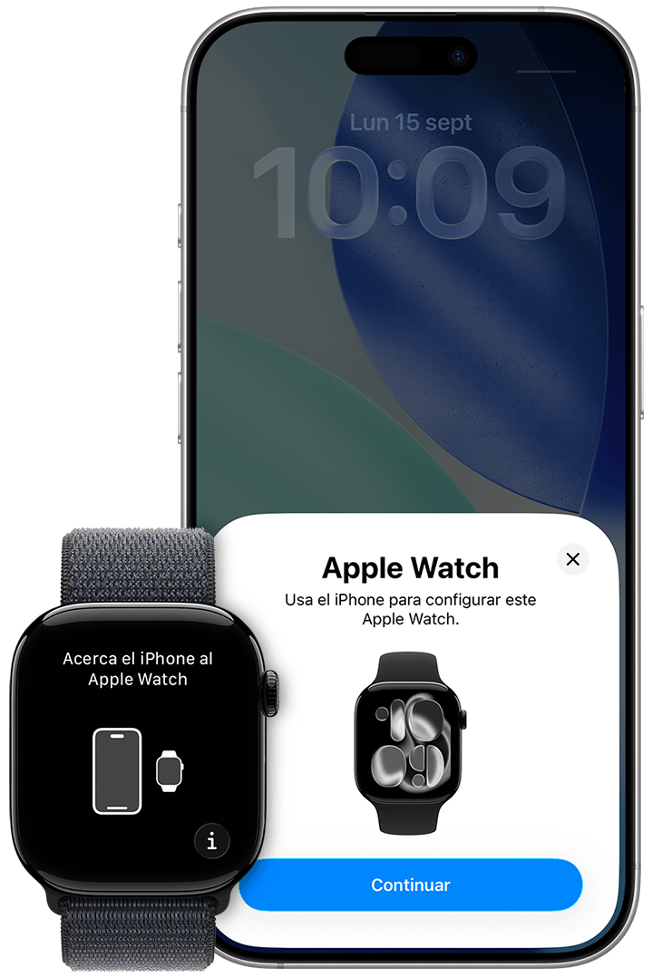 Pantallas de emparejamiento del Apple Watch y el iPhone