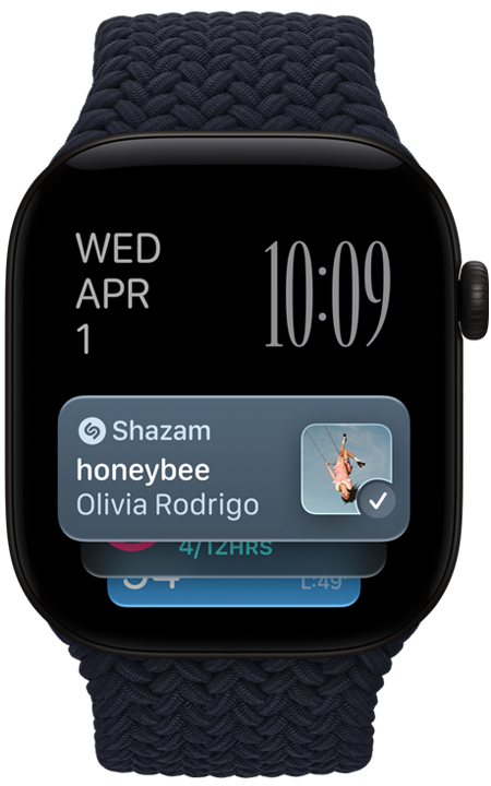 Apple Watch zeigt die Musikerkennung.