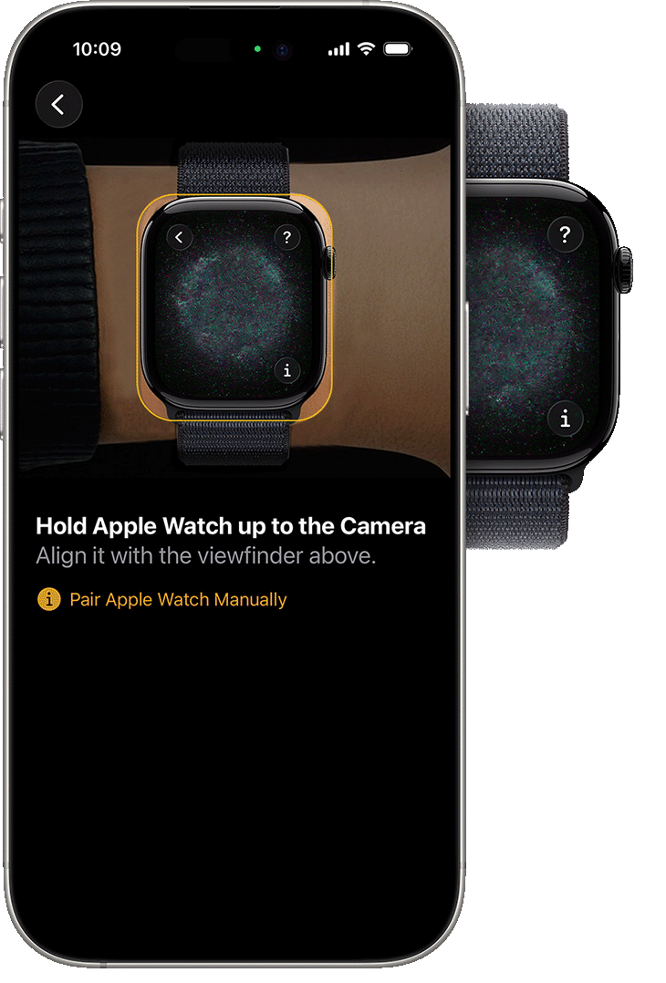 iPhone aligned with Apple Watch during pairing