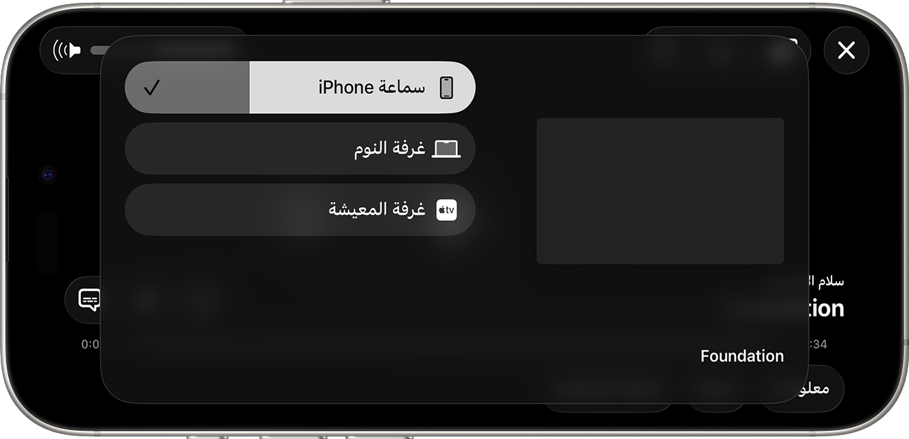تظهر الأجهزة المتاحة للاختيار ضمن "السماعات وأجهزة التلفزيون".
