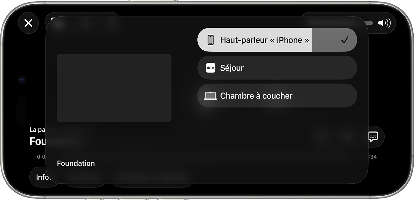 Les appareils disponibles peuvent être sélectionnés sous Haut-parleurs et téléviseurs.