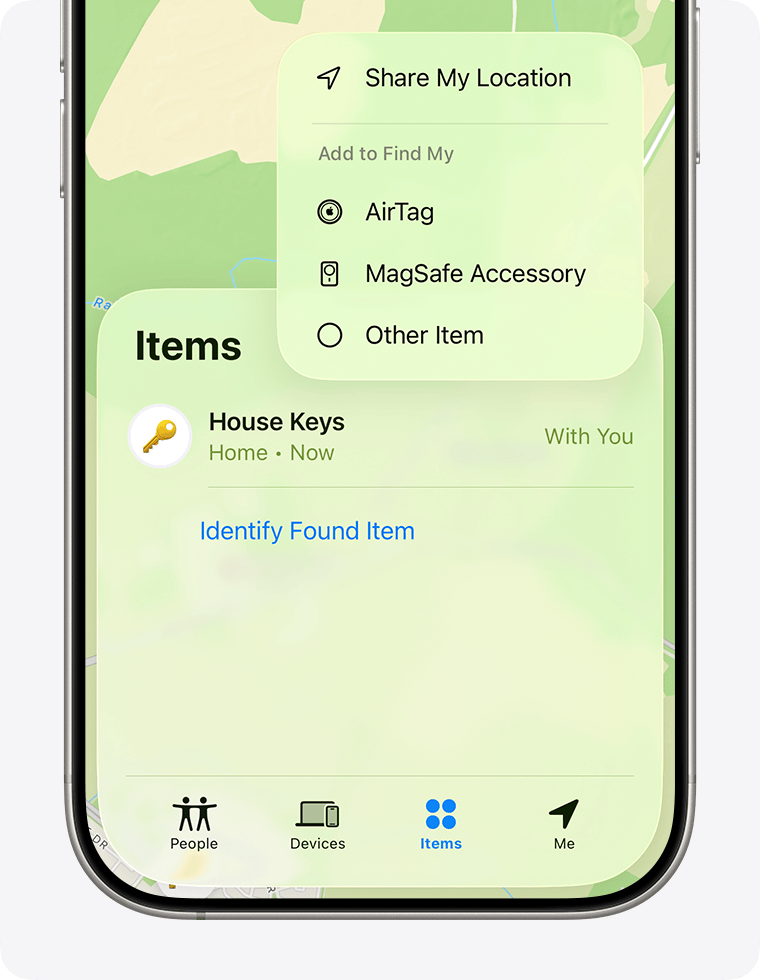 In Find My, tap Add Other Item to add a third-party Find My network accessory.