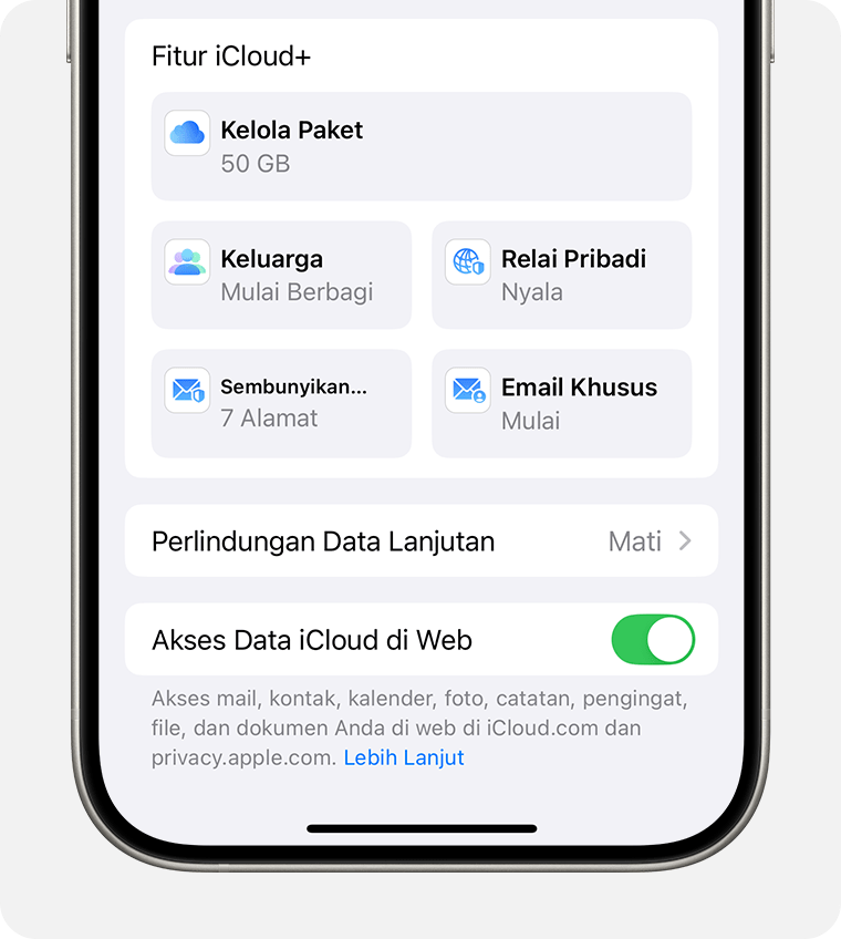 Layar iPhone menampilkan langkah-langkah untuk mengelola paket.