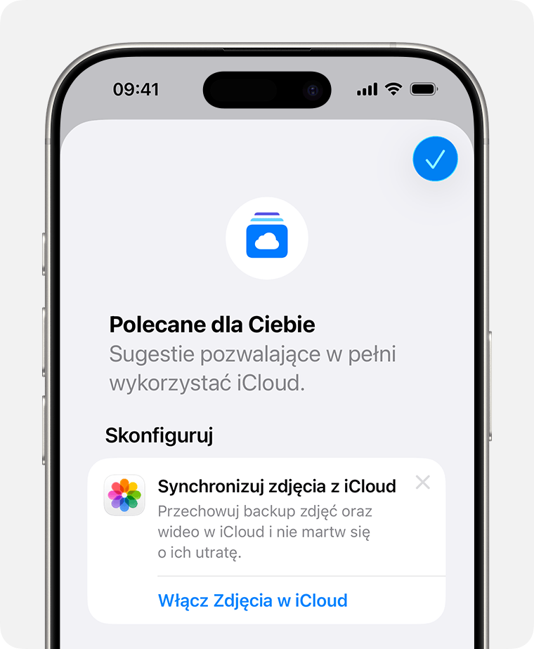 Ekran iPhone'a wyświetlający sugestię Polecane dla Ciebie.