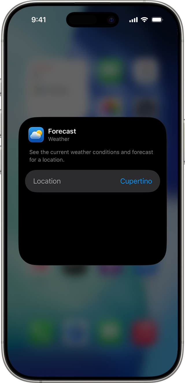 An iPhone showing how to edit a widget.