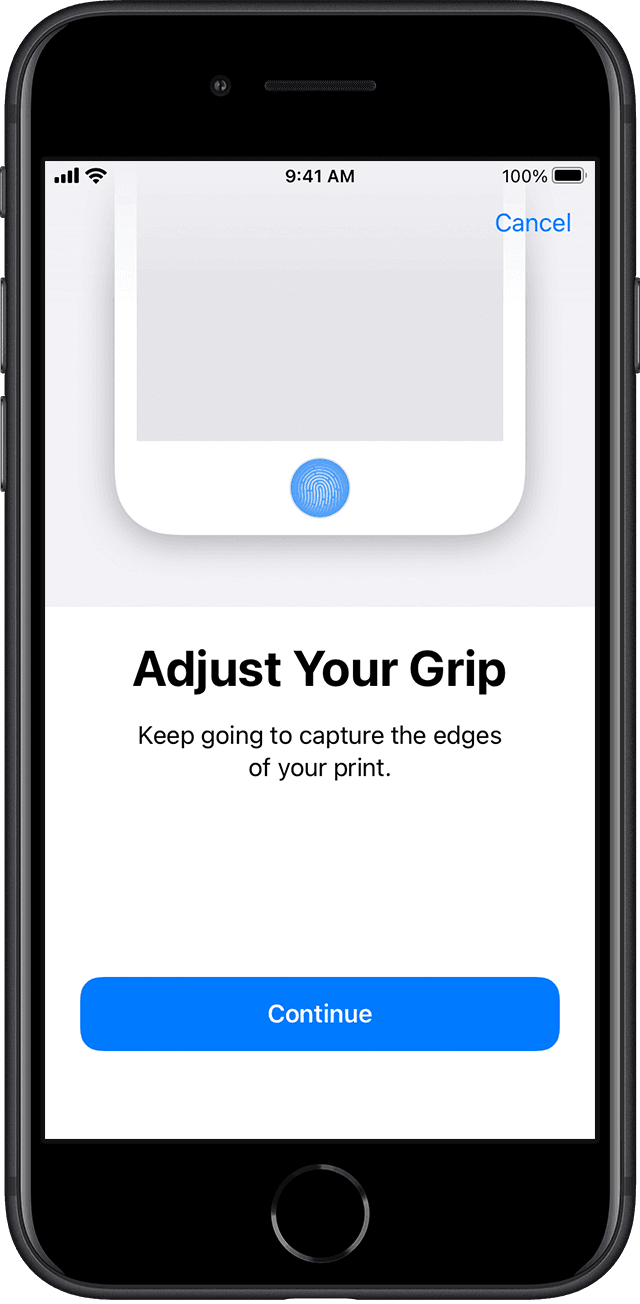 If you need to shift your finger position as you set up Touch ID, your iPhone will notify you.