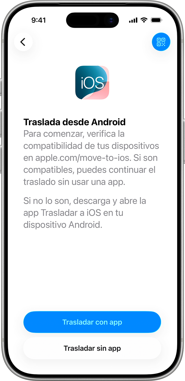 En iOS 26.5 con dispositivos compatibles, puedes transferir datos de Android a iOS o iPadOS sin la app Trasladar a iOS. 
