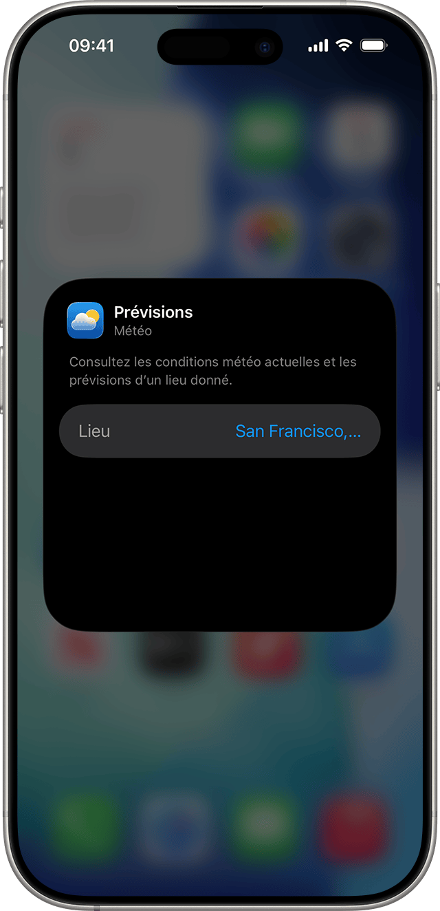 Un iPhone montrant comment modifier un widget.