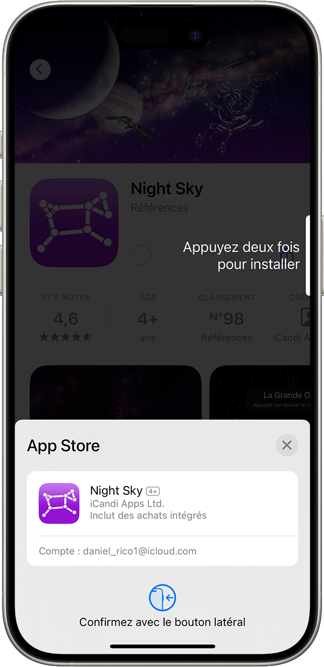 Confirmer un achat dans l’App Store sur l’iPhone