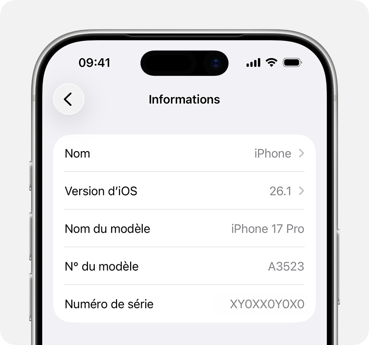 L’écran « Informations » sur l’iPhone