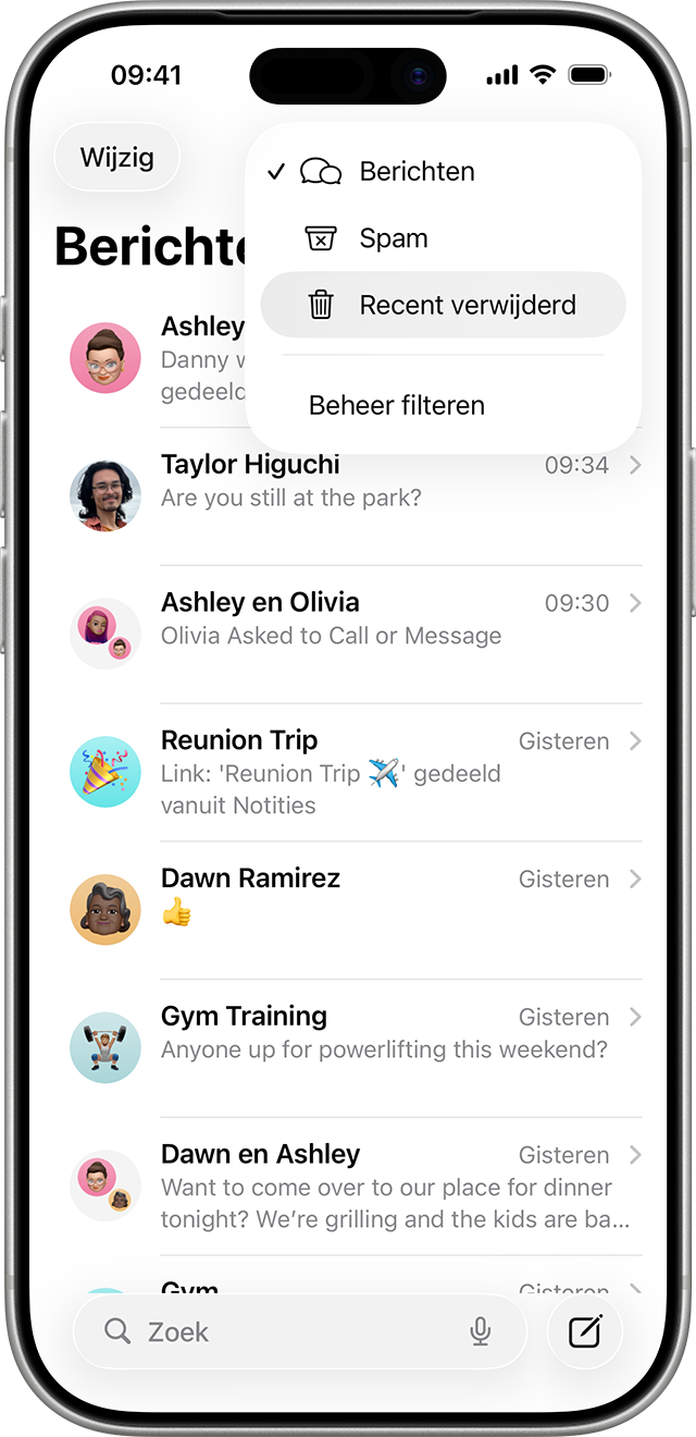 Tik op de gesprekkenpagina in Berichten op 'Bewerken' om de optie te vinden om recent verwijderde berichten weer te geven.