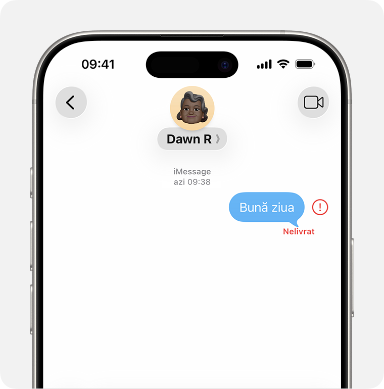Atunci când mesajul nu este livrat în Mesaje, apare un semn de exclamare roșu.