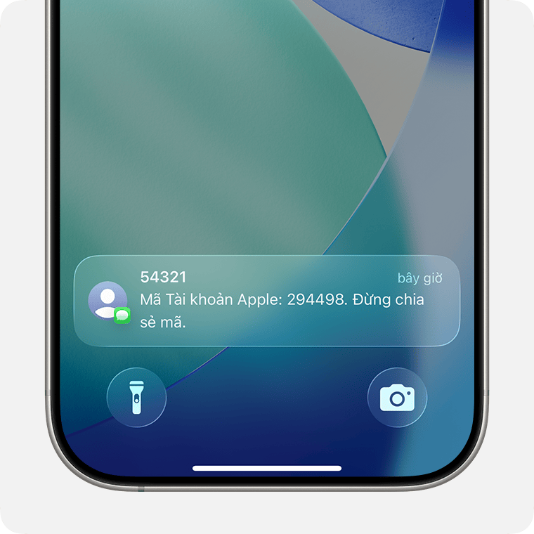 Mã xác minh được hiển thị trên iPhone đáng tin cậy