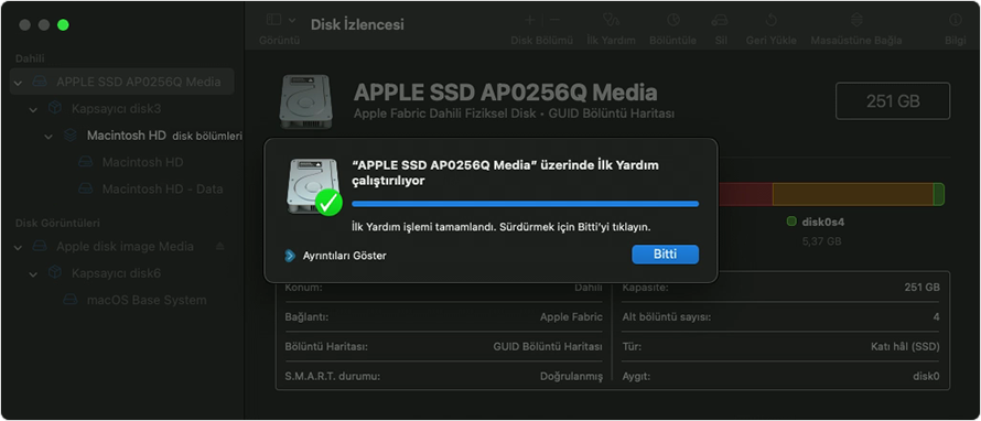 Disk İzlencesi'nde İlk Yardım'ı çalıştırma