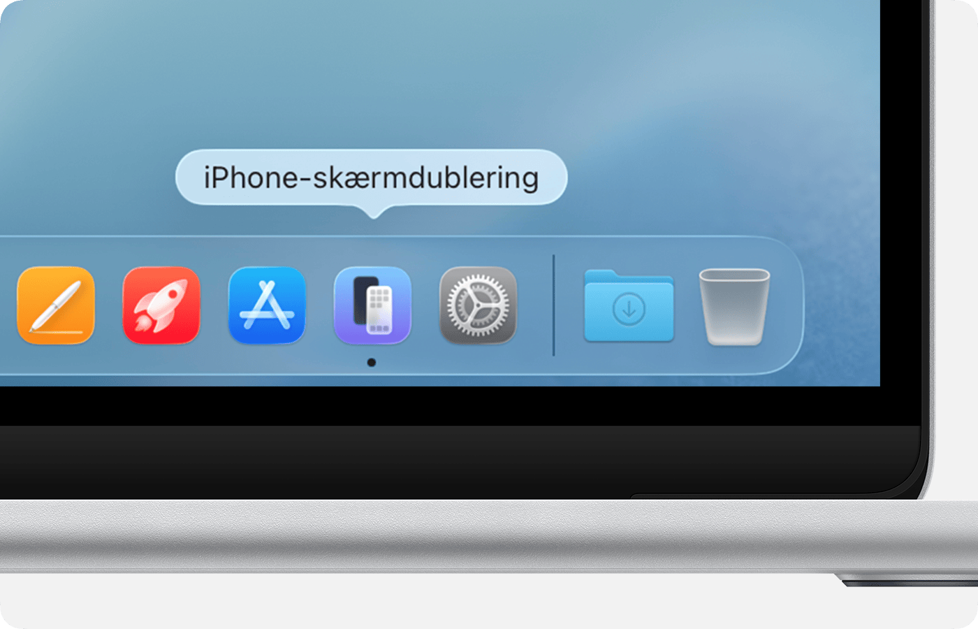 iPhone-skærmdublering i Dock.