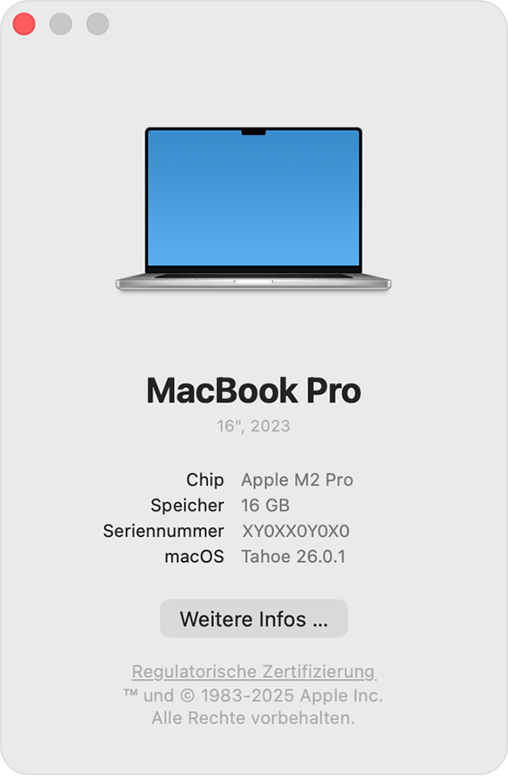 Fenster „Über diesen Mac“.