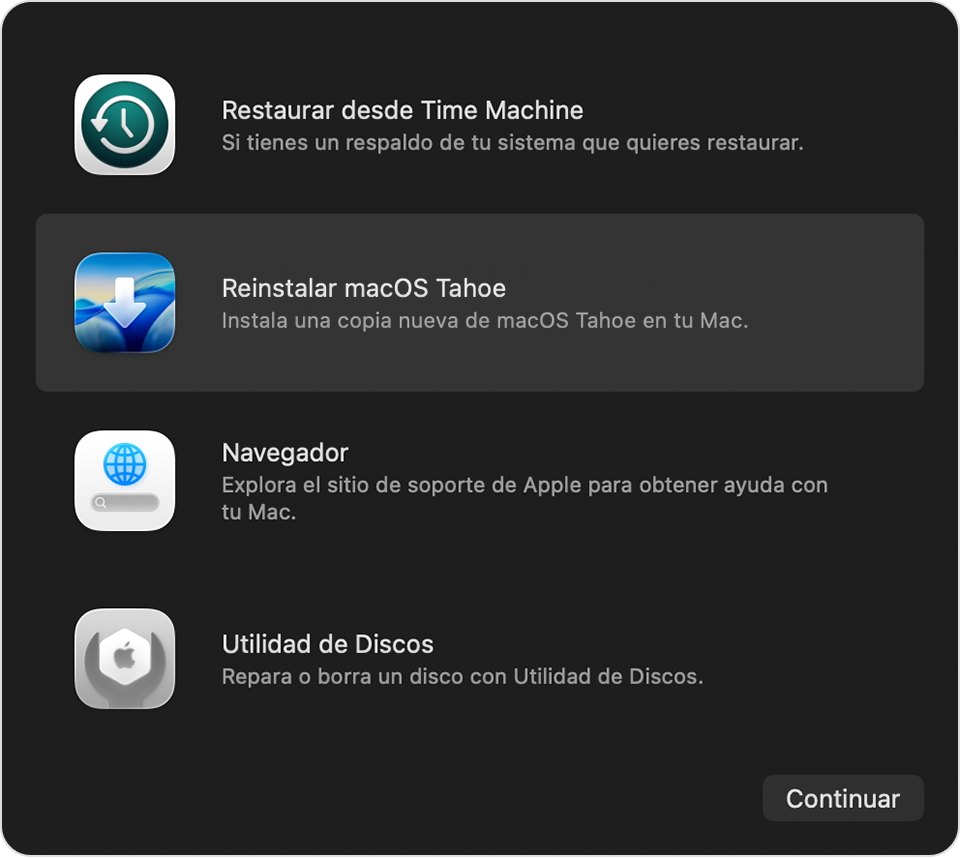 Utilidades en Recuperación de macOS