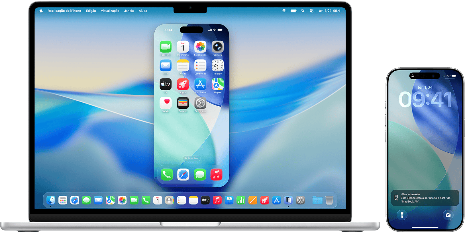 MacBook Air a replicar um iPhone nas proximidades.
