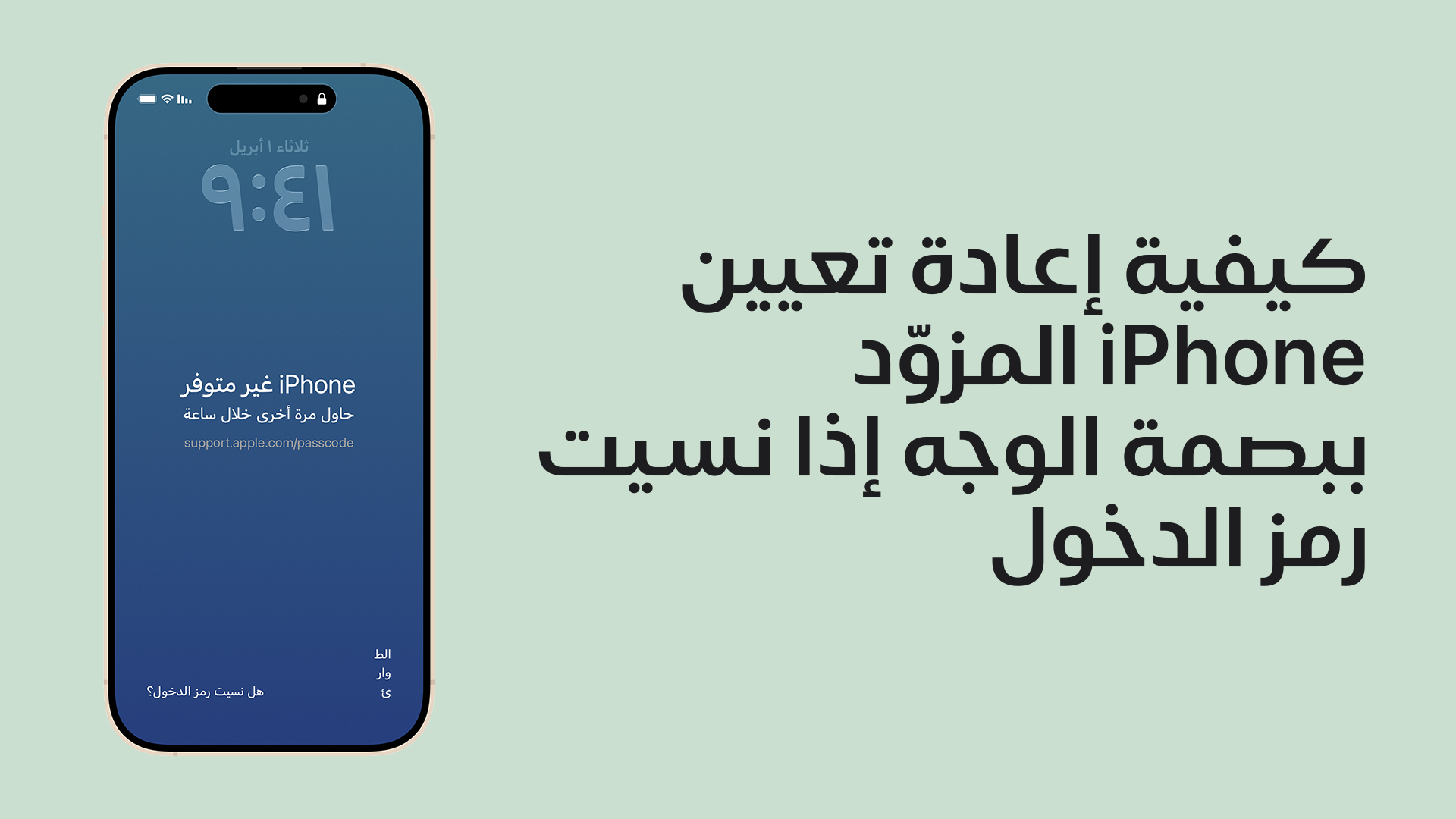 تشغيل الفيديو لمعرفة كيفية إعادة تعيين iPhone مزوّد ببصمة الوجه