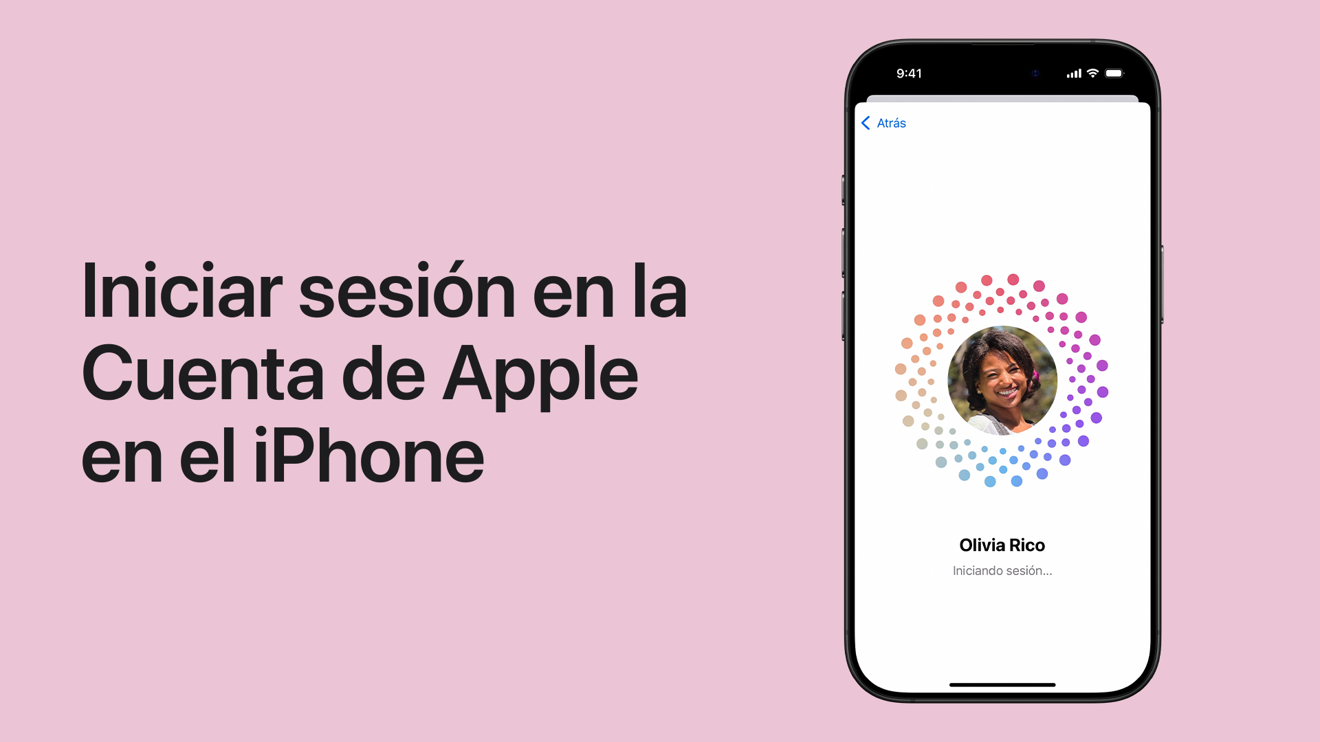Reproducir un video sobre cómo iniciar sesión con tu cuenta de Apple en el iPhone