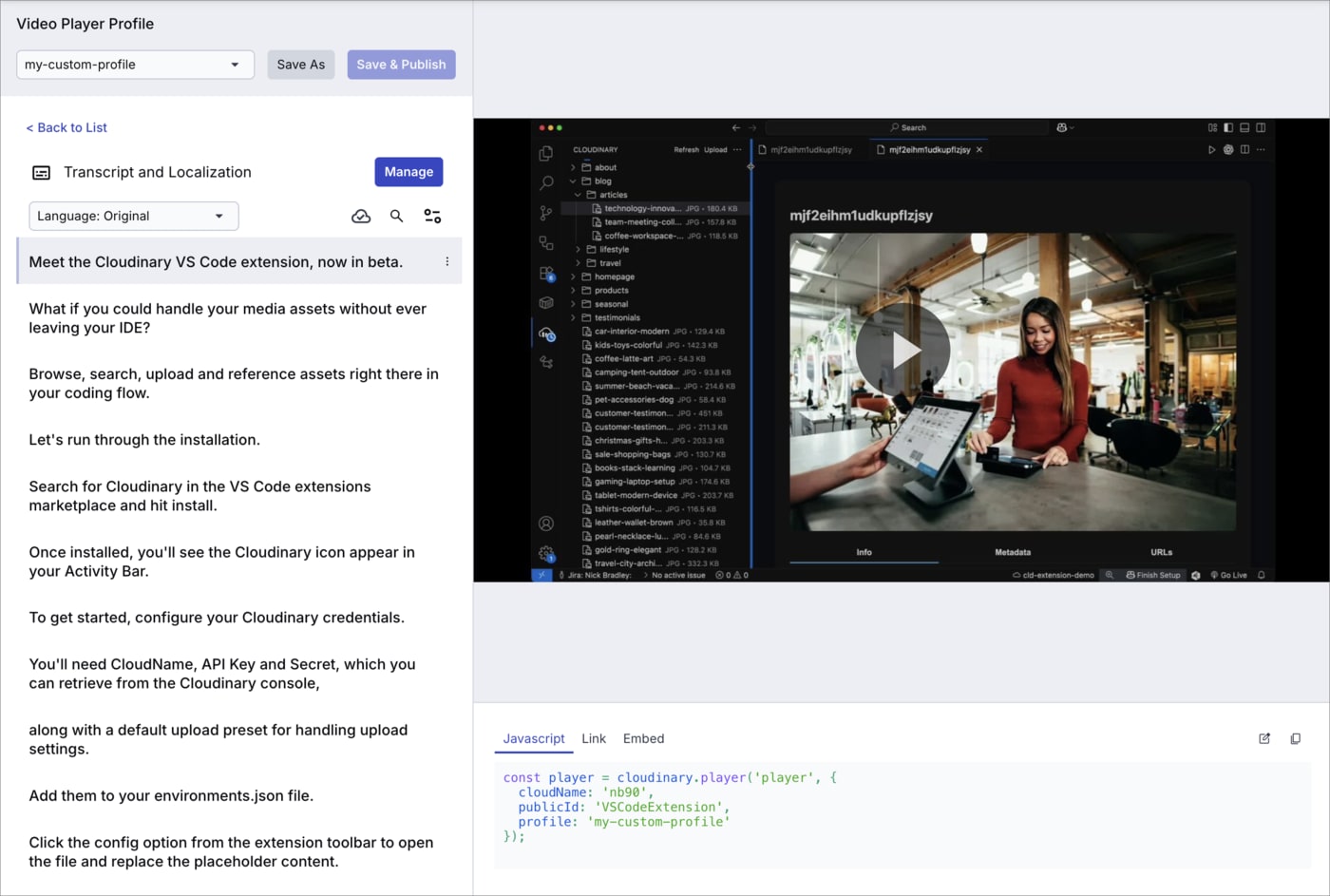 Transcript and localization editor Transcript and localization editor