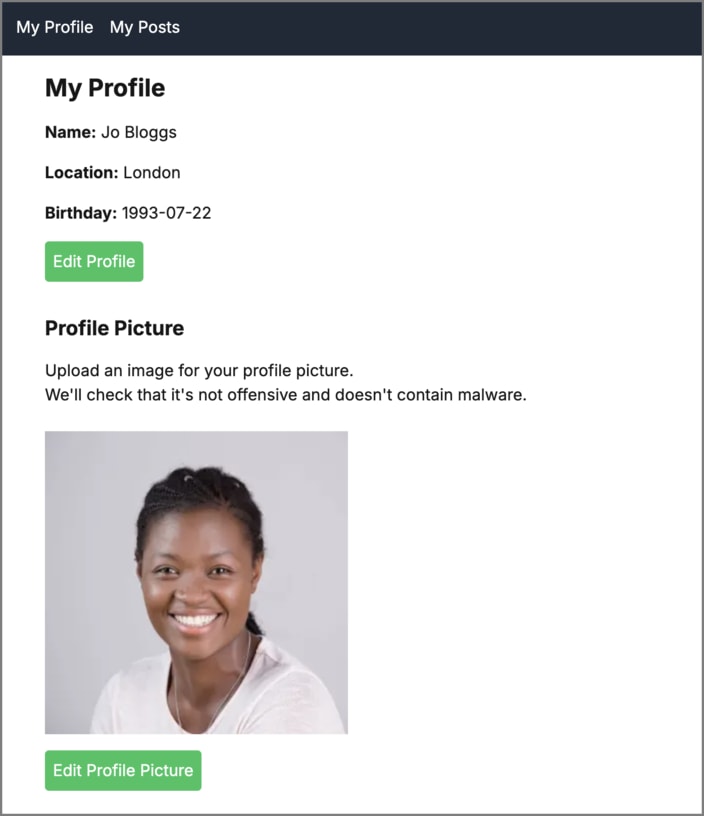 Profile page Profile page
